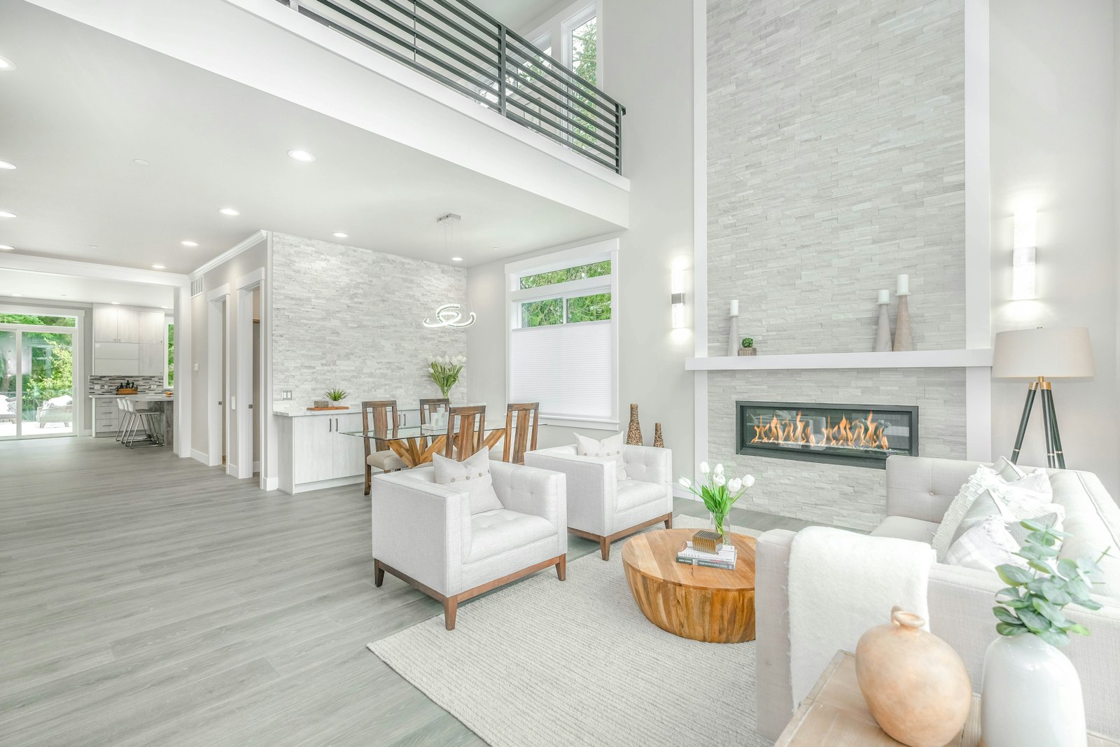Designer living room with contemporary furnishings