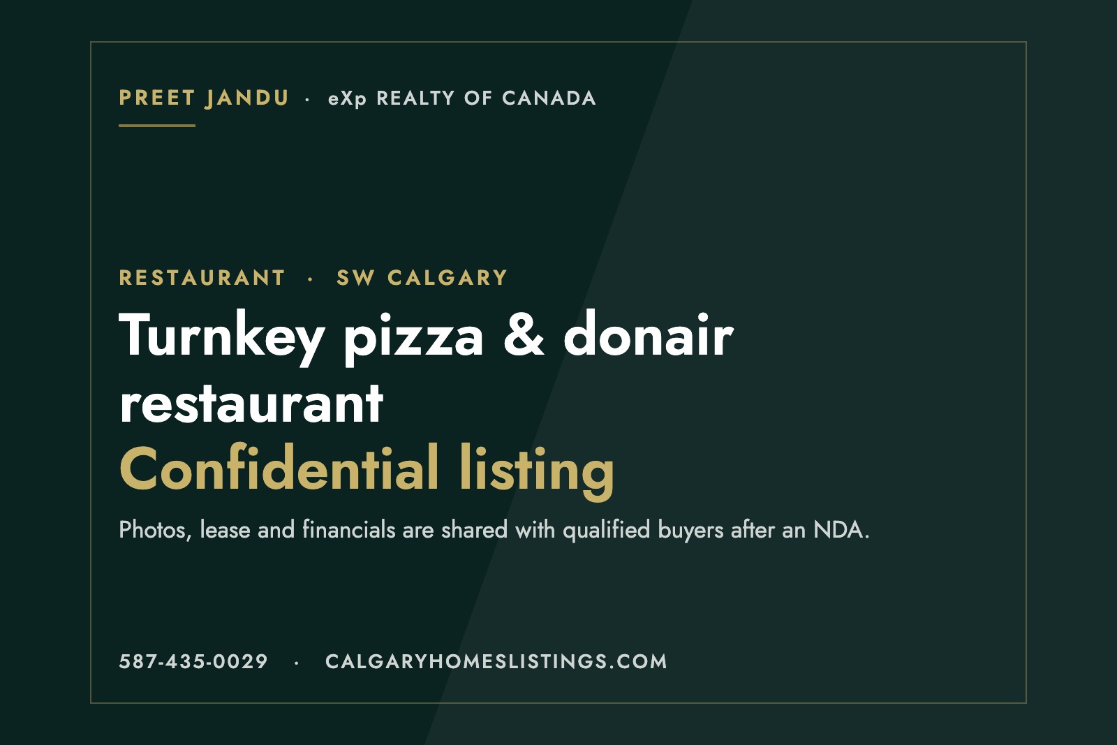 Turnkey Pizza & Donair Restaurant — SW Calgary